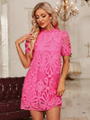 Chic Elegance: Guipure Lace Puff Sleeve Tunic Dress