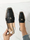 Square Head Metal Buckle Backless Loafers: Fashionably Flat