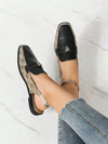 Square Head Metal Buckle Backless Loafers: Fashionably Flat