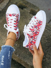 Christmas Red Printed Canvas Sneakers: Stylish and Comfortable Casual Shoes for Spring and Autumn Seasons