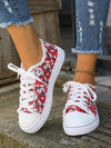 Christmas Red Printed Canvas Sneakers: Stylish and Comfortable Casual Shoes for Spring and Autumn Seasons