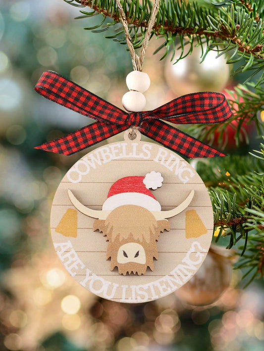 This Heifer Hear the Bells Christmas ornament features a comical and charming Highland cow design, perfect for adding a touch of humor to your holiday decor. Made with high-quality materials, it's a durable and delightful addition to any Christmas tree. Celebrate the season with this unique and festive ornament.