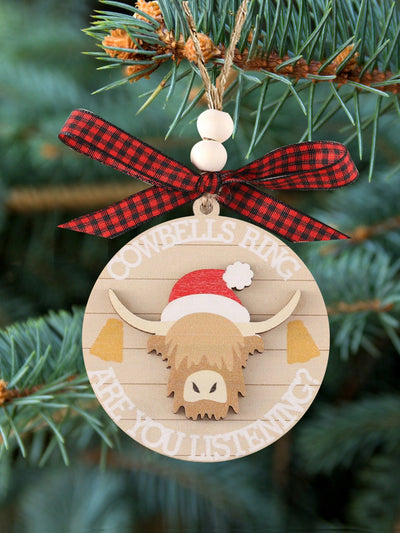 Heifer Hear the Bells: Funny Highland Cow Christmas Ornament