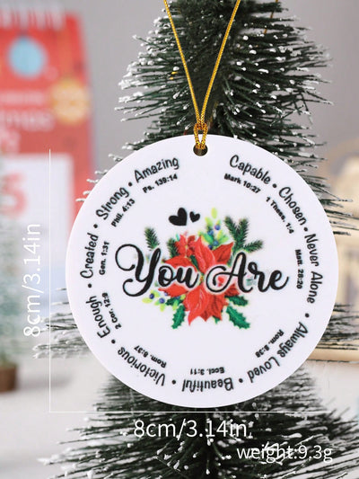 You Are" Acrylic Round Hanging Sign: Festive English Christmas Decoration for Indoors and Outdoors