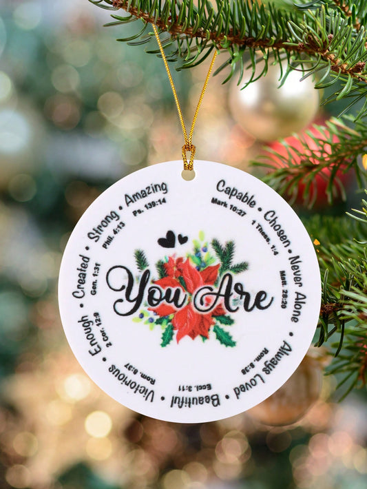 This festive English Christmas <a href="https://canaryhouze.com/collections/ornaments" target="_blank" rel="noopener">decoration</a> is crafted from durable acrylic and designed for both indoor and outdoor use. With a charming "You Are" message, it adds a heartfelt touch to any holiday decor. Perfect for spreading cheer and joy to all who see it.