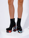 Elegant Printed Short Boots: Stylish Waterproof Platform with Side Zipper for Fashionable Women's Clothing