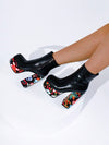 Elegant Printed Short Boots: Stylish Waterproof Platform with Side Zipper for Fashionable Women's Clothing