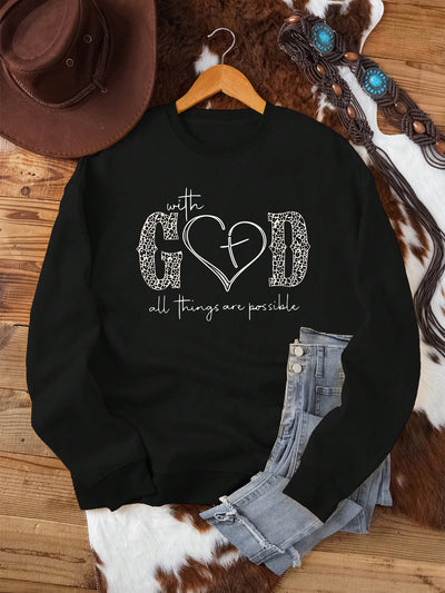 Stay Cozy in Style with Our Heart Slogan Graphic Thermal-Lined Sweatshirt