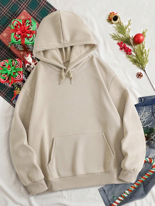 Festive Coziness: Christmas Print Thermal-Lined Hoodie