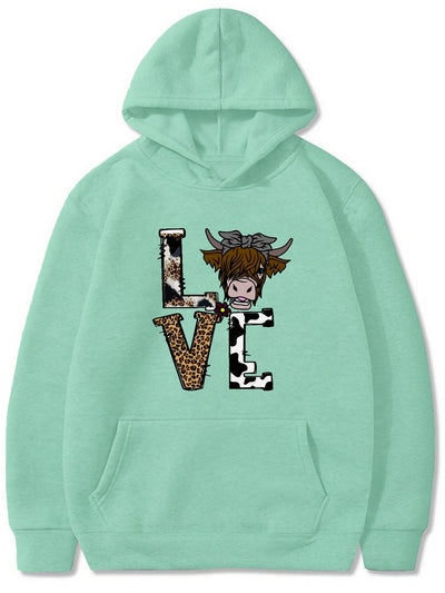 Buck Up Your Style with the Love Bull Print Hoodies: Comfy, Trendy, and Perfect for Autumn-Winter!