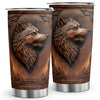 20oz Wolf-Printed Wooden Style Tumbler: The Perfect Birthday Gift for Coffee Lovers