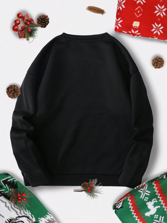 Cozy up in Style: Christmas light Print Thermal Lined Sweatshirt