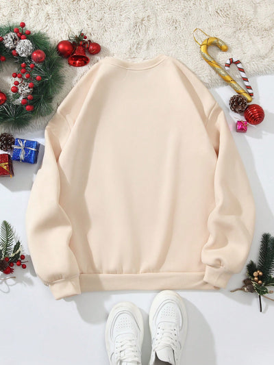 Stay Cozy and Festive with our Christmas Tree Slogan Graphic Thermal Pullover