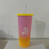 22oz B Letter Matte Studded Tumbler With Lid And Straw, Studded Cup Cool Water Tumbler For Ice Coffee Travel Mug Leak-Proof & BPA Free Insulated Tumbler