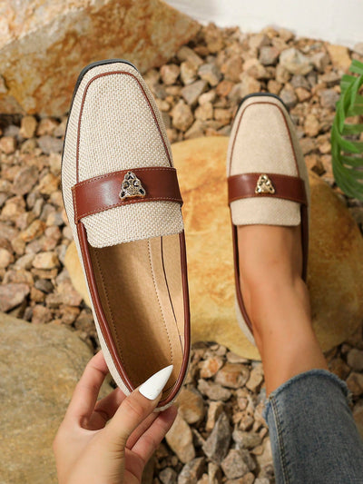 Square Head Metal Buckle Backless Loafers: Fashionably Flat