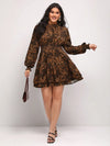 Blooming Beauty: Plus Floral Print Lantern Sleeve Dress