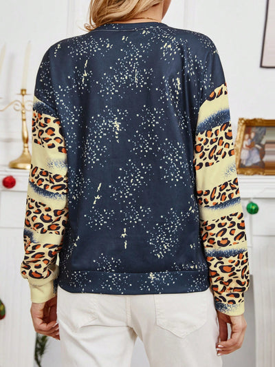 Christmas Santa Print Drop Shoulder Sweatshirt: Festive Comfort and Style!