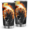 20oz Fire Skull Pattern Tumbler: Spooktacular Stainless Steel Mug for Halloween & Christmas