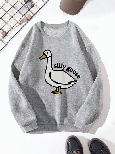 Men's Cartoon and Letter Graphic Thermal Lined Sweatshirt: Stay Cozy and Stylish All Winter!