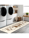 Western Cowboy Print Flannel Laundry Room Carpet: Stylish and Functional Floor Mat for Home, Hallway, Laundry Room, and Bathroom Decoration