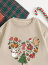 Festive Cheer: Christmas Heart Print Thermal-Lined Sweatshirt for Cozy Holiday Style