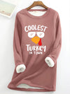 Adorable Turkey Print Pullover Sweatshirt: Cozy and Stylish Long Sleeve Sweatshirt for Women