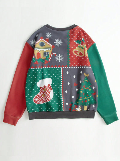 Festive Comfort: Christmas Print Drop Shoulder Sweatshirt for Cozy Celebrations