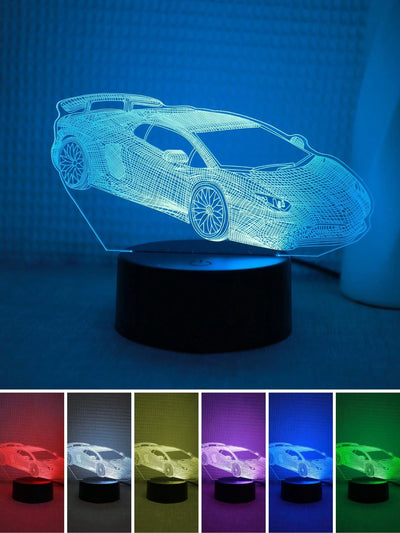 Rev up Your Room with the Super Car Shaped 7-Color Changing Touch 3D Night Light