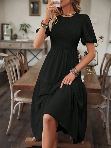 Unleash your inner fashionista with our Summer Chic: Solid Ruffle Hem A-line <a href="https://canaryhouze.com/collections/women-dresses" target="_blank" rel="noopener">Dress</a>. Made with stylish ruffle detailing and a flattering A-line silhouette, this dress is the perfect addition to your summer wardrobe. Stay cool and chic all season long.