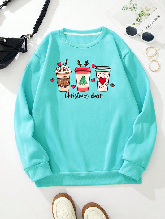 Stay warm and stylish with our Drink and Slogan Graphic Sweatshirt. Embrace the cozy vibes while sipping your favorite drink. Perfect for lounging or running errands, this sweatshirt is a must-have for any fashion-forward individual.