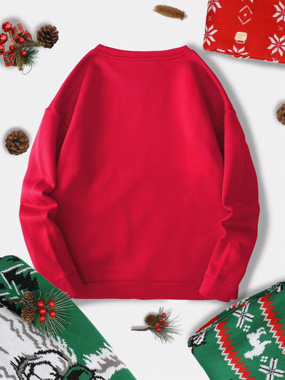 Cozy up in Joyful Christmas Spirit: Christmas Print Thermal Lined Sweatshirt