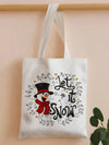 Winter Snowman Print Large Canvas Tote: The Perfect Shopping Companion for Holidays and Travel