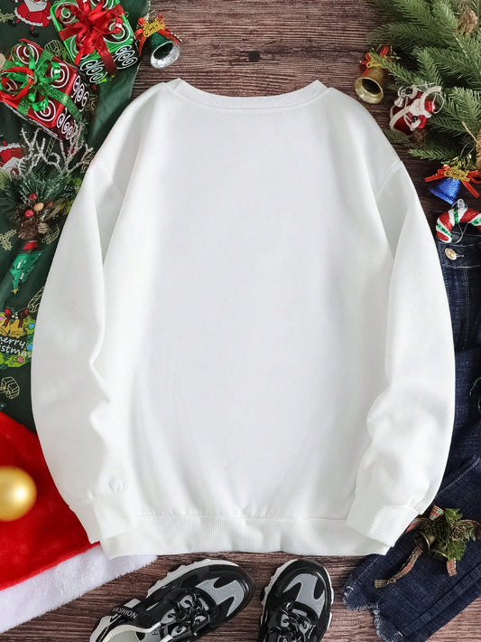 Festive Joy: Merry Christmas Print Thermal Lined Sweatshirt for Cozy Celebrations