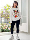 Christmas Deer Pattern Drop Shoulder Sweatshirt: Embrace the Festive Spirit in Style