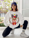 Christmas Deer Pattern Drop Shoulder Sweatshirt: Embrace the Festive Spirit in Style