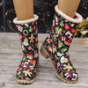 Winter Wonderland: Women's Christmas Style Snow Boots - Cozy Plush Lined Slip-On Short Boots for Thermal Outdoor Comfort