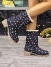 Winter Wonderland: Women's Christmas Style Snow Boots - Cozy Plush Lined Slip-On Short Boots for Thermal Outdoor Comfort