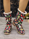 Winter Wonderland: Women's Christmas Style Snow Boots - Cozy Plush Lined Slip-On Short Boots for Thermal Outdoor Comfort