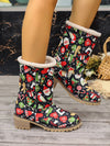 Winter Wonderland: Women's Christmas Style Snow Boots - Cozy Plush Lined Slip-On Short Boots for Thermal Outdoor Comfort