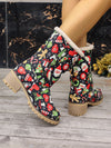 Winter Wonderland: Women's Christmas Style Snow Boots - Cozy Plush Lined Slip-On Short Boots for Thermal Outdoor Comfort