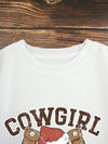 Festive Comfort: Christmas and Cow Girl Letter Print Thermal-Lined Sweatshirt