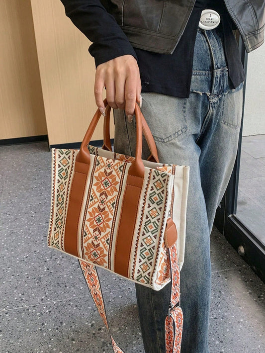 Elevate your style with the Bohemian Totem Tote Bag. Made for the fashion-forward woman on the go, this vintage handbag features a unique totem design and spacious interior. Effortlessly carry all your essentials with this stylish and functional bag.