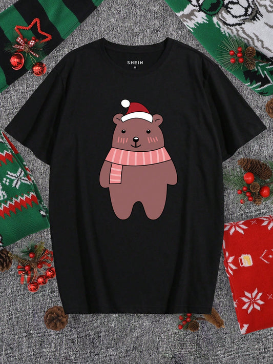 This Adorable Men's Bear Print Tshirt is a must-have for any fashion-forward man. The playful bear print adds a touch of fun to your wardrobe, while the stylish design ensures you'll be turning heads. A versatile yet unique addition, perfect for any casual or dressed up occasion.