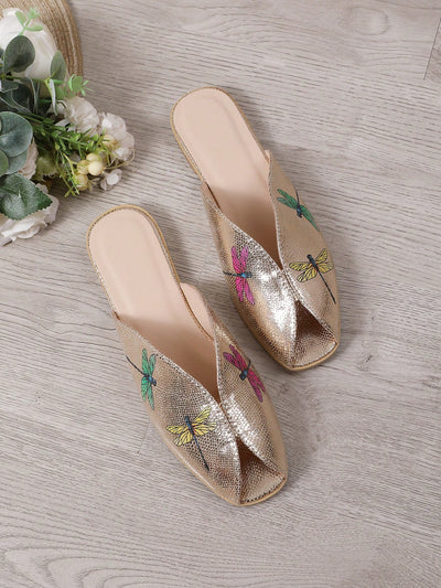 Dragonfly Embroidered Silver Flats: Add Glamour to Your Wardrobe