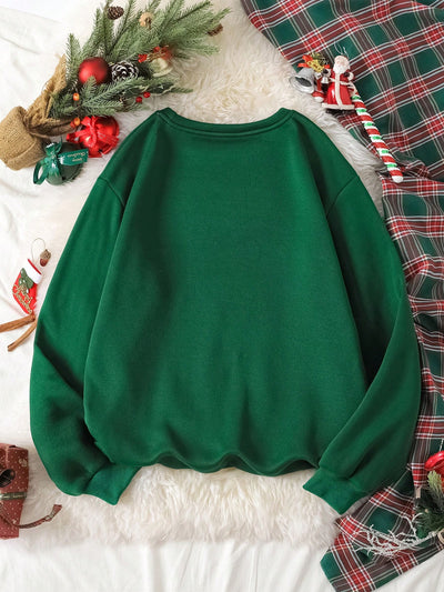 Cozy up this Christmas with our Christmas Deer Print Thermal Lined Sweatshirt