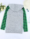 Cozy Christmas Vibes: Snowman Plaid Print Raglan Sleeve Drawstring Hoodie