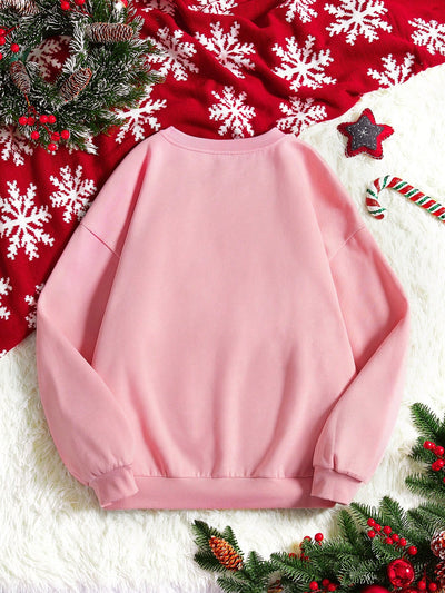 Essence of Christmas: Festive Print Drop-Shoulder Sweatshirt