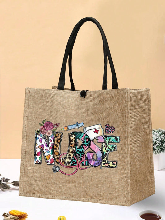 Elevate your style with our Nurse-inspired Patterned Tote Bag. Designed for fashion-forward ladies, this spacious accessory adds a touch of professionalism to any outfit. Its unique pattern draws inspiration from the healthcare field, making it a perfect gift for nurses and medical professionals.