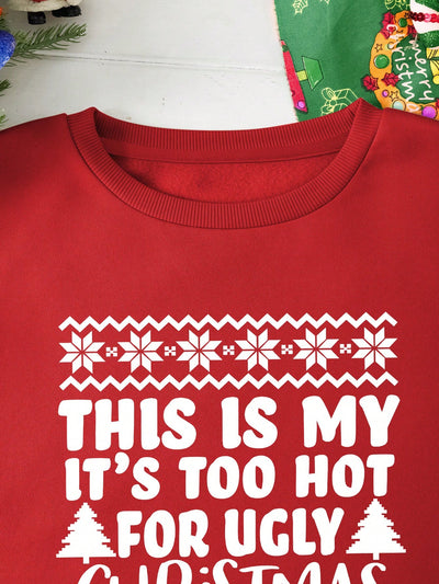 Cozy Christmas Vibes: Women's Christmas Slogan Graphic Thermal Lined Sweatshirt