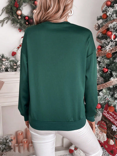 Cozy Christmas Vibes: Christmas Tree Slogan Graphic Thermal Pullover